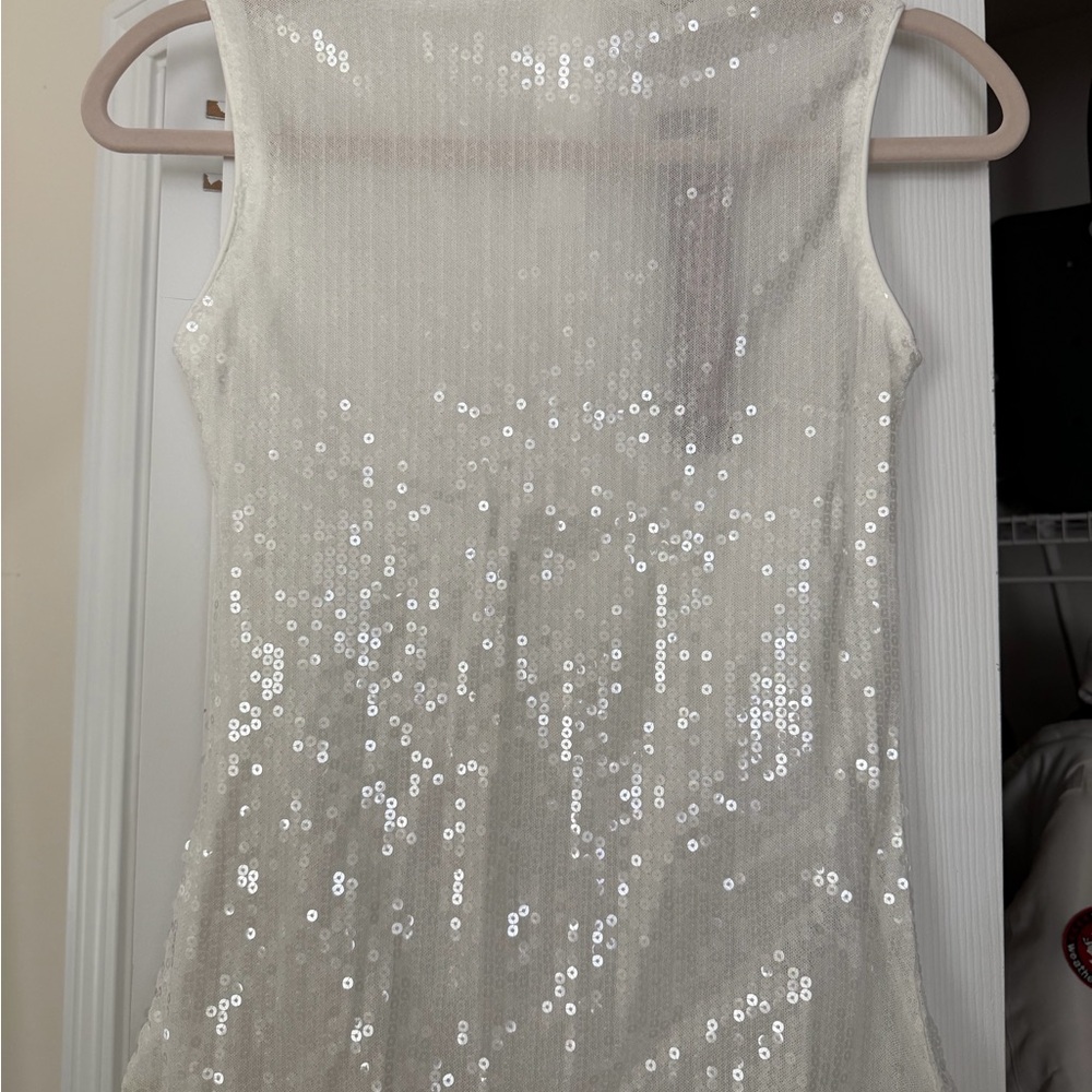 Sleeveless Sequin Party Dress in Ivory
